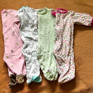 6 months baby girl sleepers set of 4